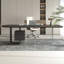 Bureau en bois massif noir + demi-cercle transparent + acier + acrylique avec 2 tiroirs-448856689-448856702