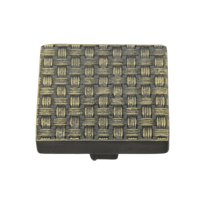 Heritage Brass Cabinet Knob Square Weave Design, 38mm L x 38mm W x 26mm H, Antique Nickel