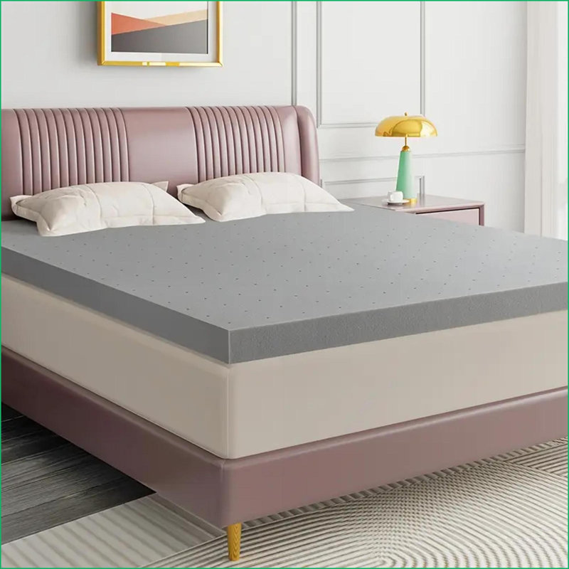 Surmatelas extra ferme en mousse haute densité de 3 pouces certifié CertiPUR-US | Gris foncé | Polyuréthane