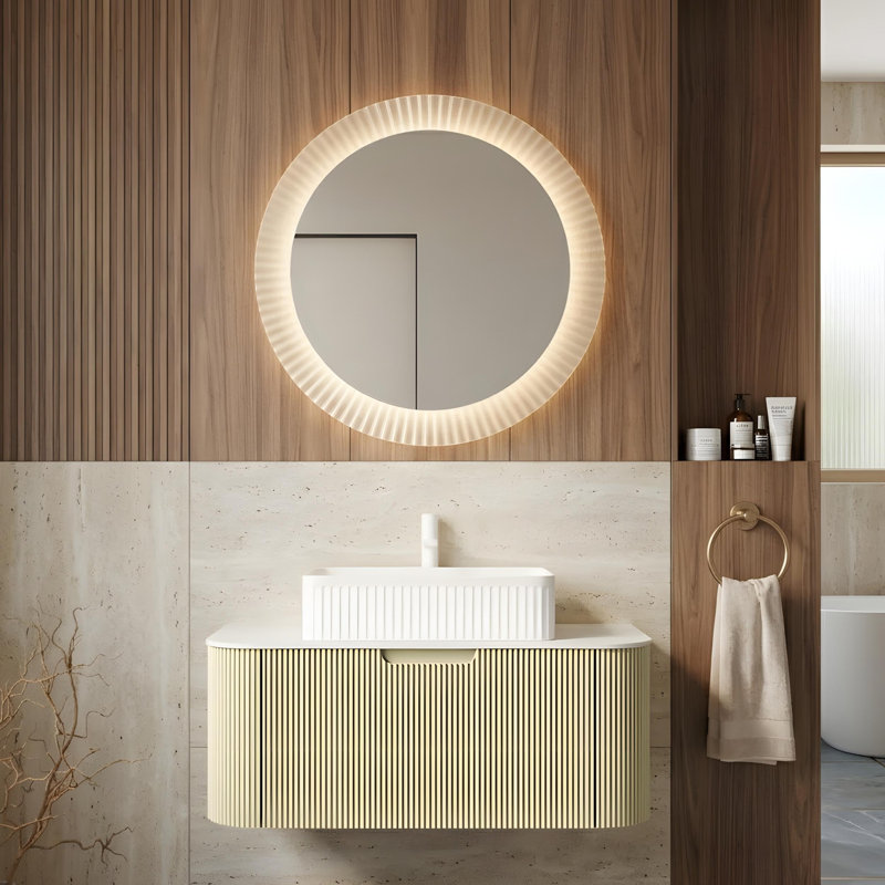 Armoire de salle de bain rayée avec tiroirs et lavabo rectangulaire en céramique blanche, 36"