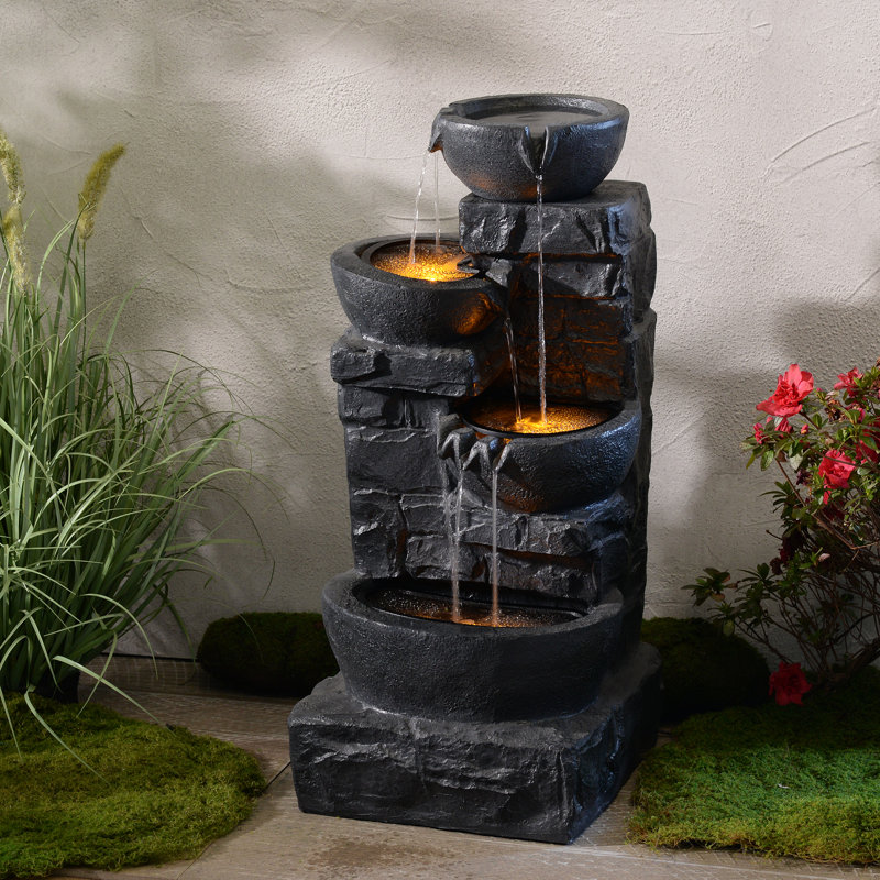 Weather Resistant Floor Fountain with Light