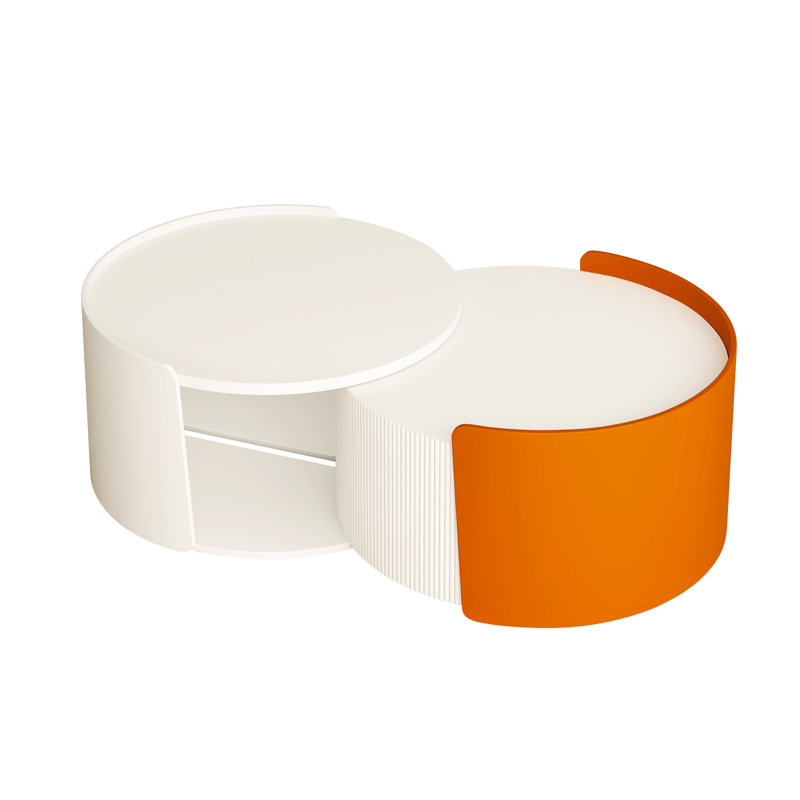 Round Coffee Table With Extendable Function, White, , No Assembly Required Swiftly White Snack - Round, Assembly, For Munching