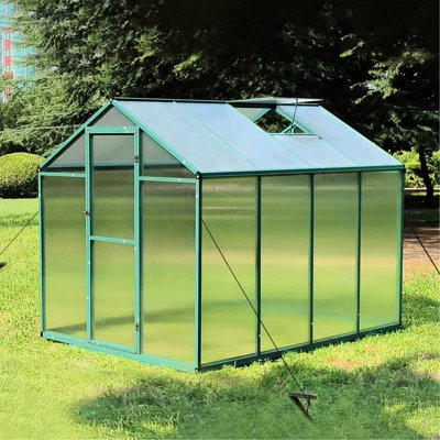 Serre en aluminium de 6 pi x 8 pi - Polycarbonate robuste pour une cour extérieure résistante aux intempéries et aux vents
