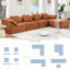 Orange en forme de L, 5 pièces, revêtement en chenille, design combiné, salon moderne modulaire essentiel en orange, chenille, soutien pour un moment de détente-214437718-214437719