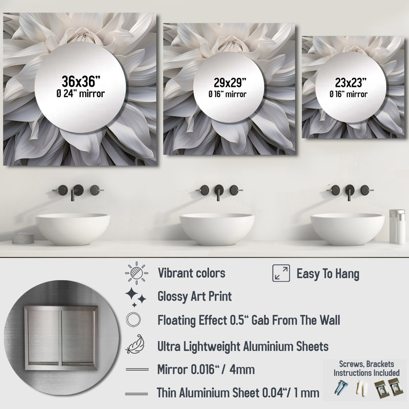 Deavian - Flowers Square Mirror Wall Decor For Bedroom, 29" x 29"