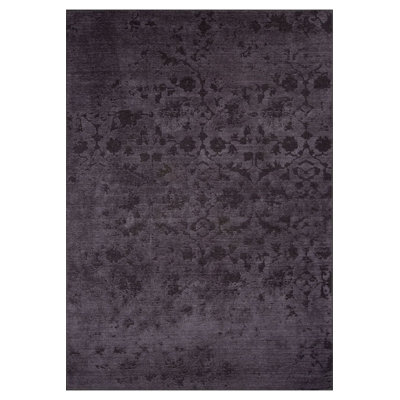 Vintage Look Woven Base Decorative Black Oriental Carpet