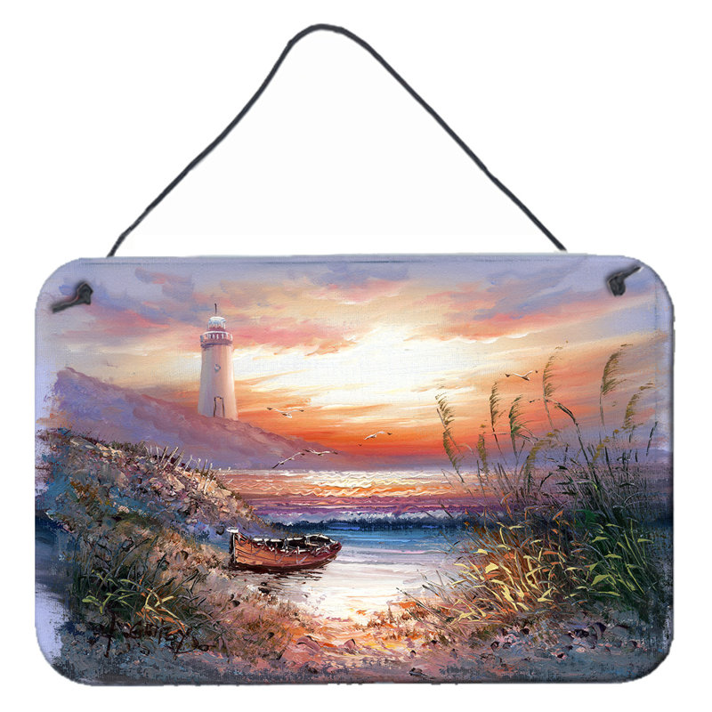 Décoration murale scène de phare avec bateau suspendu
