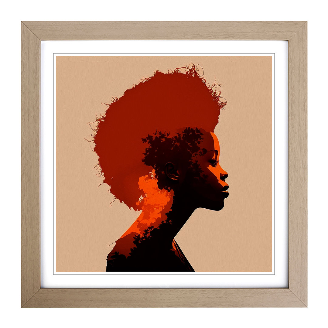 Woman with Affro Silhouette - Framed Print
