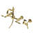 Kingston Brass Heritage Double-Handle 3-Hole Wall-Mount Bridge Kitchen Faucet with Brass Sprayer-93672649