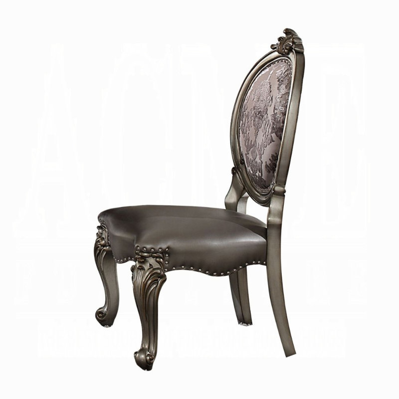 Chaise d'appoint rembourrée H 46 po Tarver, Argent argent, Platine antique