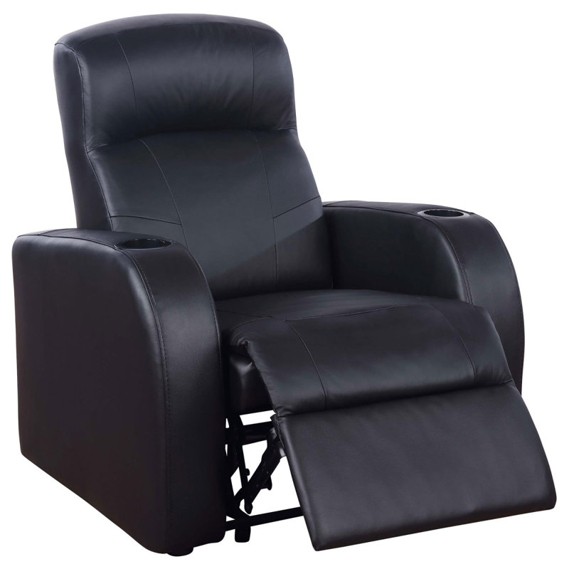 Fauteuil inclinable noir rembourré avec porte-gobelet