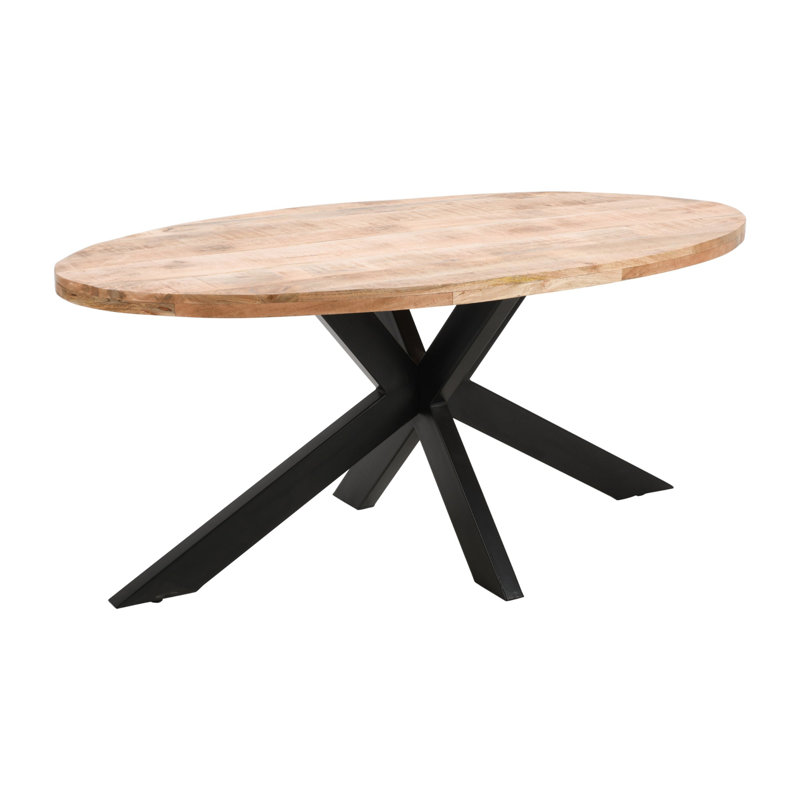 Lamantia Oval Solid Wood Top Metal Base Dining Table