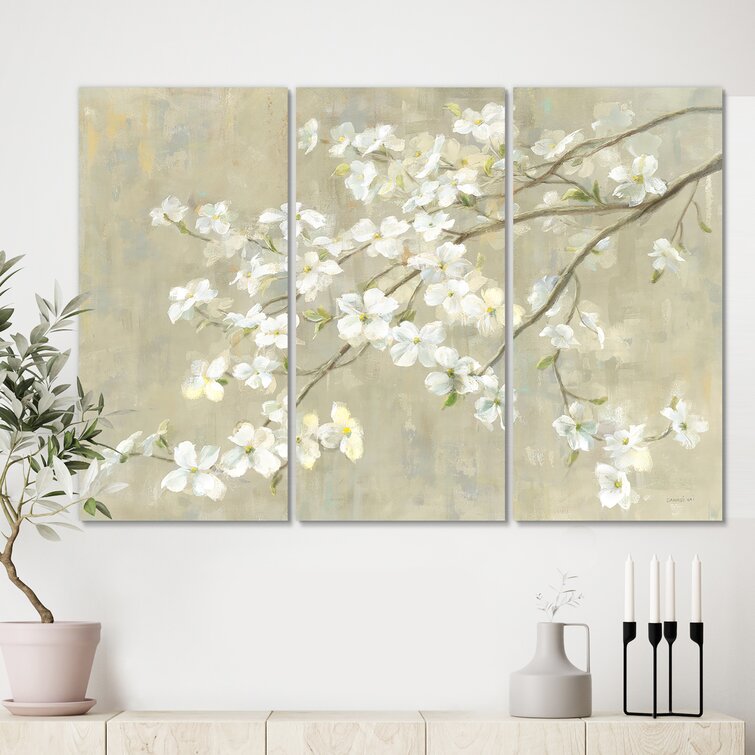 Bless international Dogwood In Spring Neutral On Canvas Pieces Painting   Reviews Wayfair