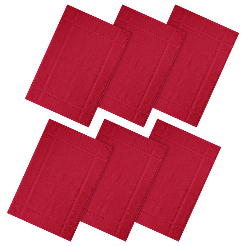 Tapis de bain 100% coton 1350 g / m² pour plancher de salle de bain, Rouge, L 24 po x L 17 po