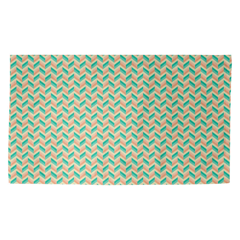 Tapis de porte à chevrons Avicia, Rectangle 3 pi 3 po x 5 pi 3 po, Vert / orange