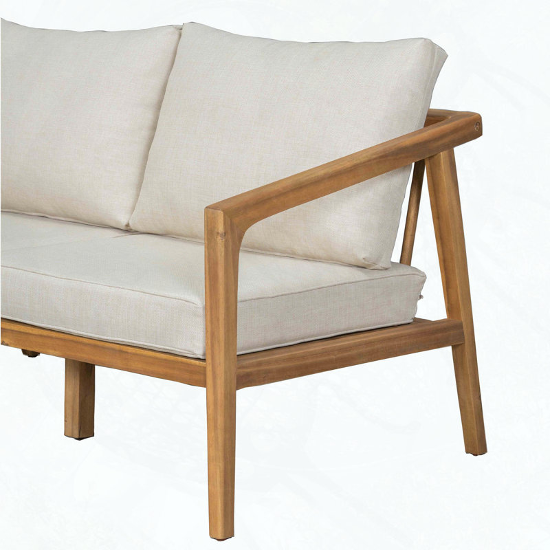 Causeuse d'extérieur en bois d'acacia avec coussins