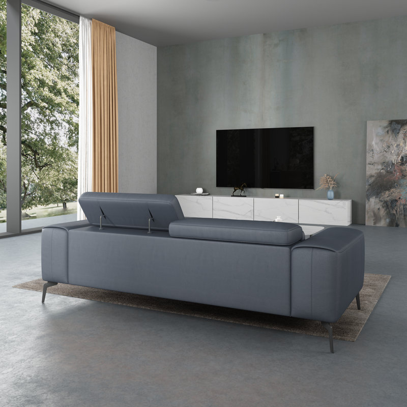 Cavour Sofa, Gray Genuine Leather