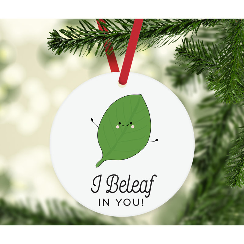 Ornement en forme de feuille de Noël amusant