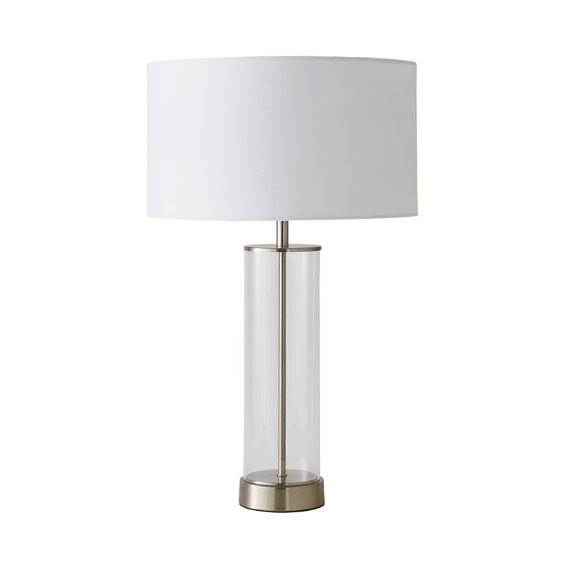 Yawen Glass Table Lamp, White, Chrome