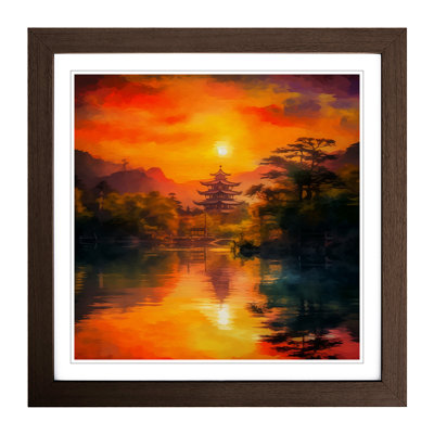 Japanese Sunset Impressionism - Framed Print