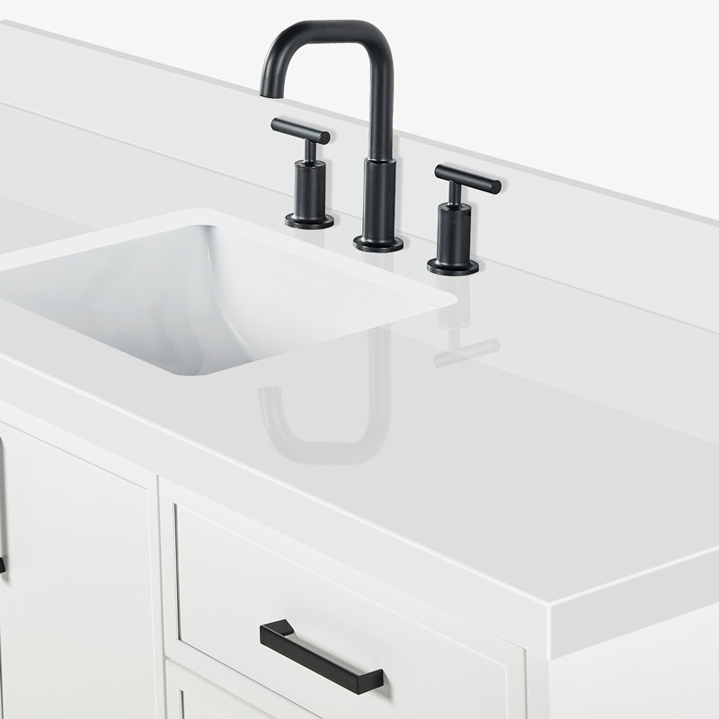ARIEL Kelly 60 Single Sink Bathroom Vanity with Carrara Quartz Top, Rectangular, White, 67"