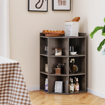 3-Tier Corner Cabinet With Charging Station And 9 Cubbies