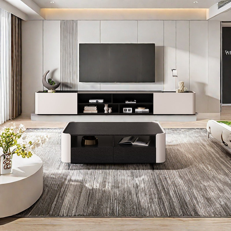 Ensemble de meuble télé et table basse multi-zones avec rangement