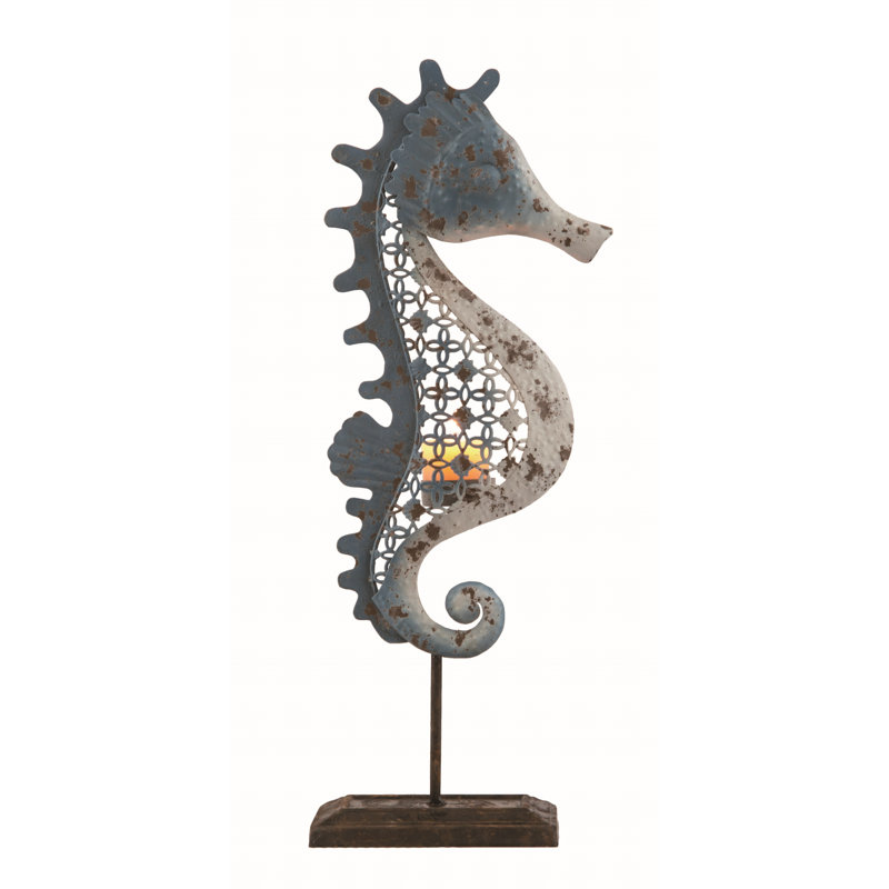 Bougeoir en métal Sea Spring, Blanc / Gris, H 17 po x l 3,25 po x P 3,25 po