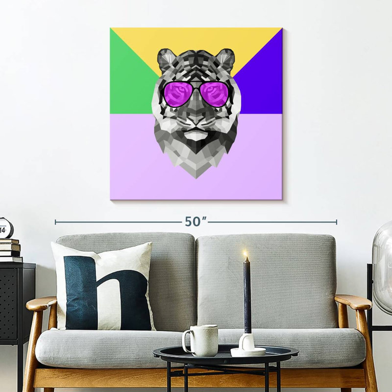 Brampt Party Tiger In Glasses, 30" H x 30" W