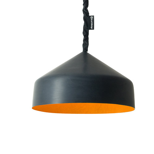 1 - Light Grey Dome Pendant, Black/Orange