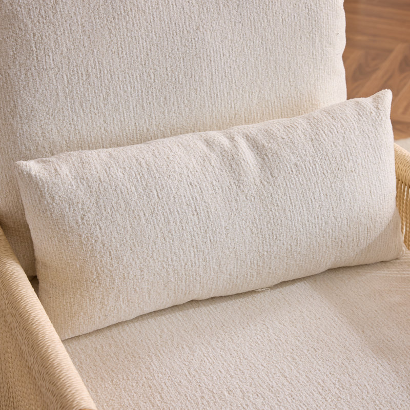 Masson Chenille Accent Chair Armchair With Pillow, Beige Chenille