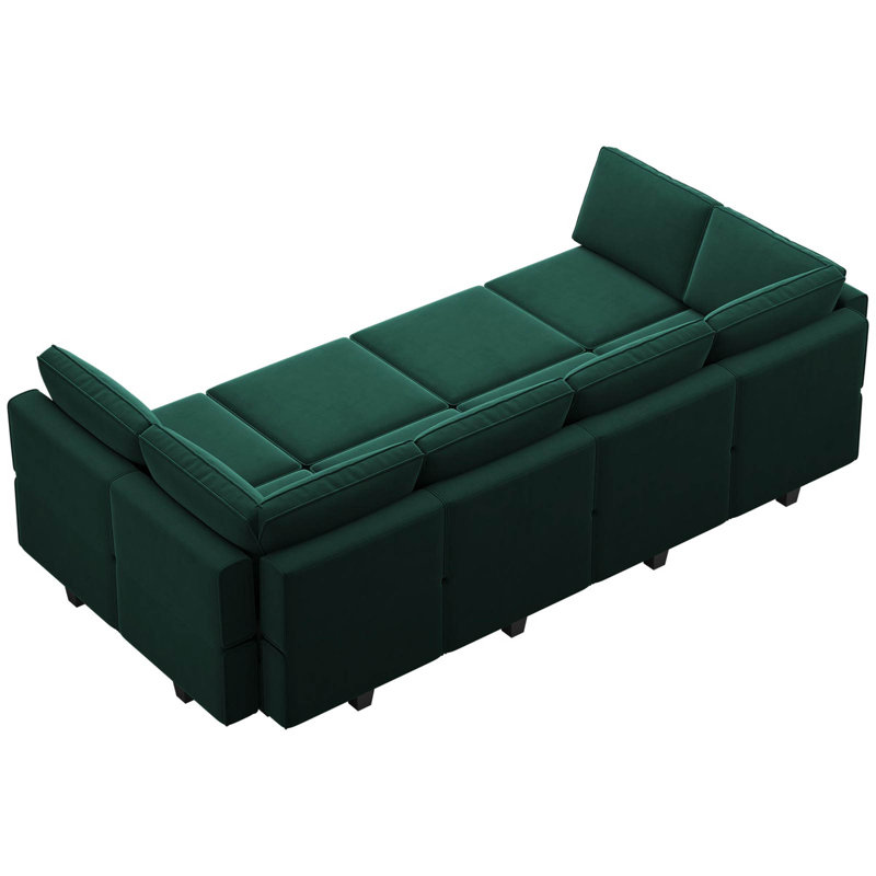 Grand canapé-lit modulaire réversible en velours de 116,6 po Wylodene, Velours vert
