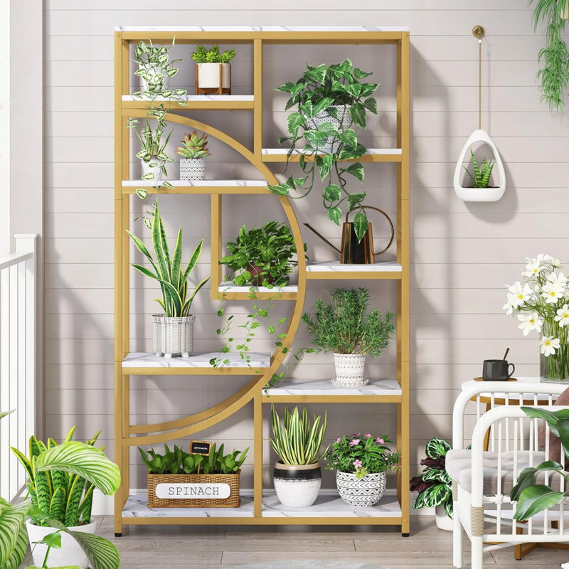 Étagère de rangement à cinq niveaux pour étagère de coin, H 68,9 po x l 11,81 po x P 37,4 po, Doré