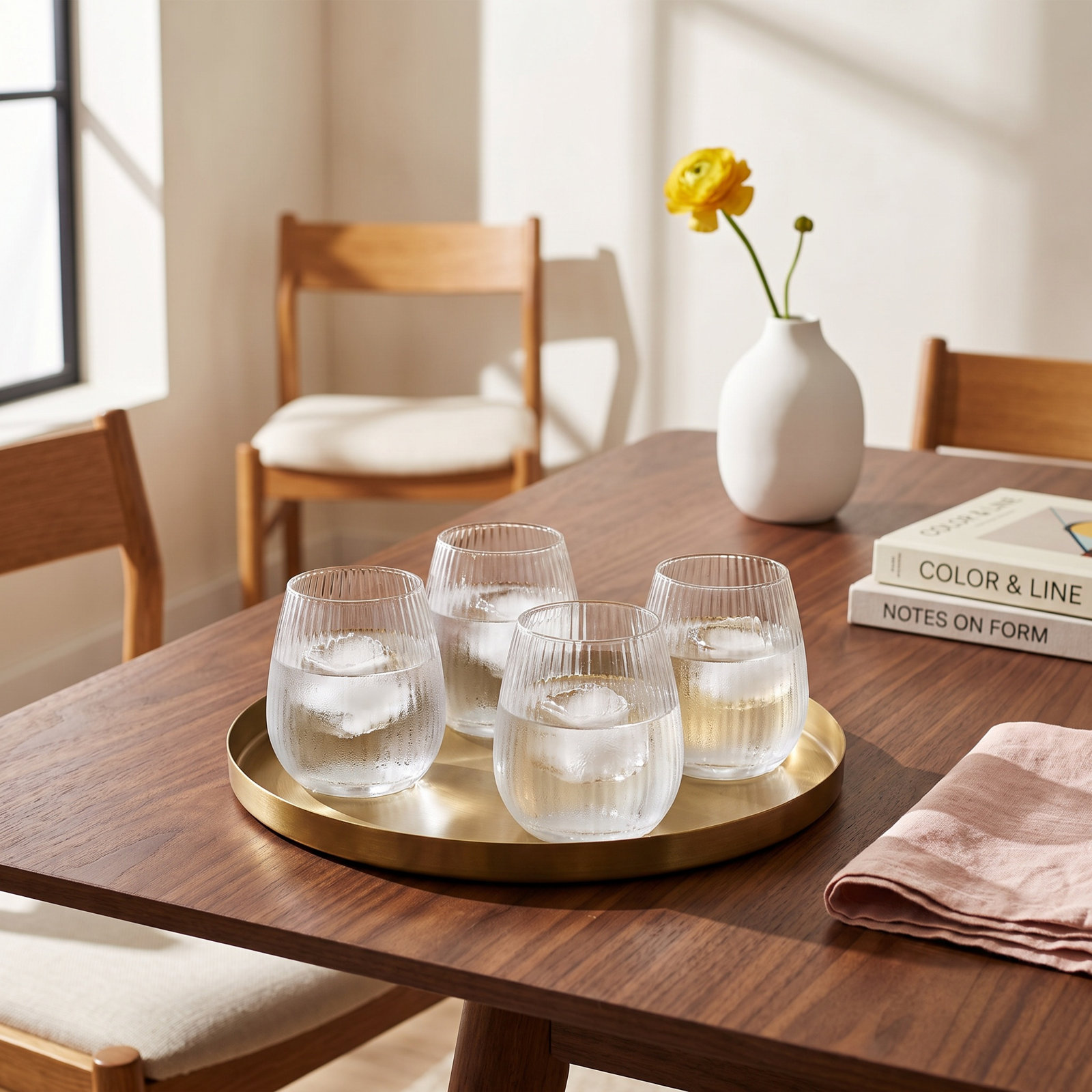 Divo Ribbed Crystal Stemless Wine Glass