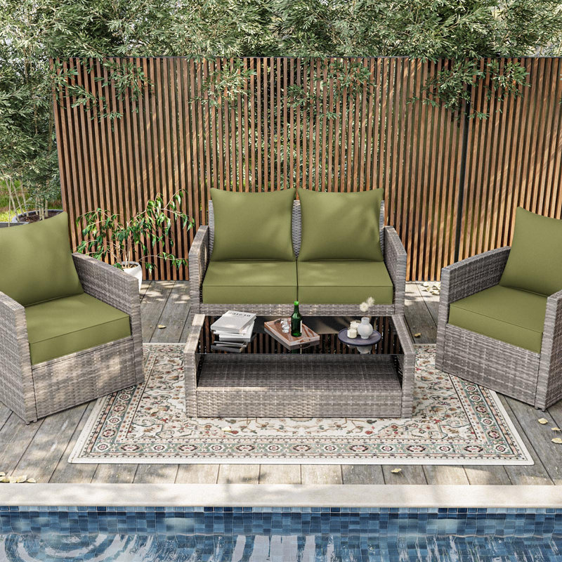 Outdoor Seat / Back Cushion, Pea Green, 22" W x 24" D