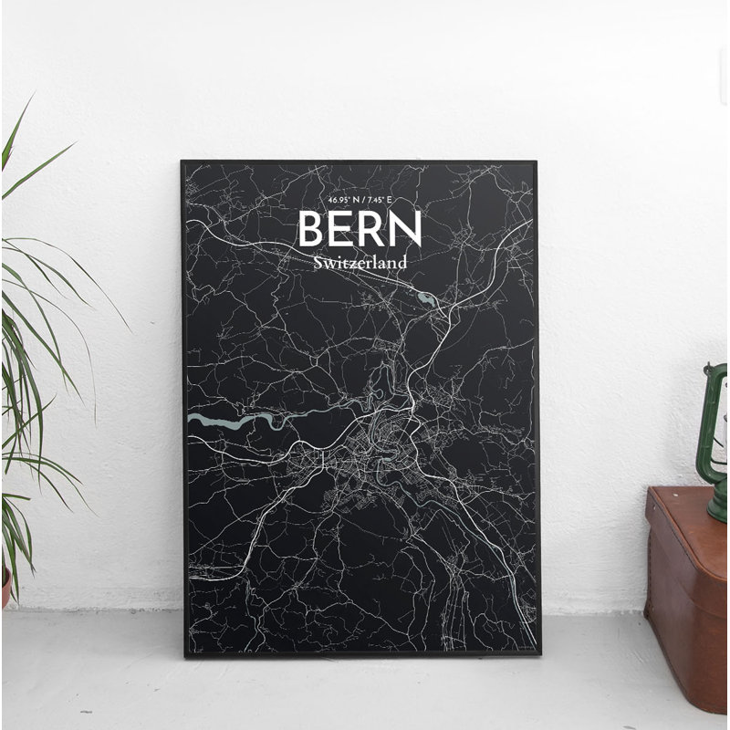 Bern City Map - No Frame Print, 43cm H x 28cm W x 0.13cm D