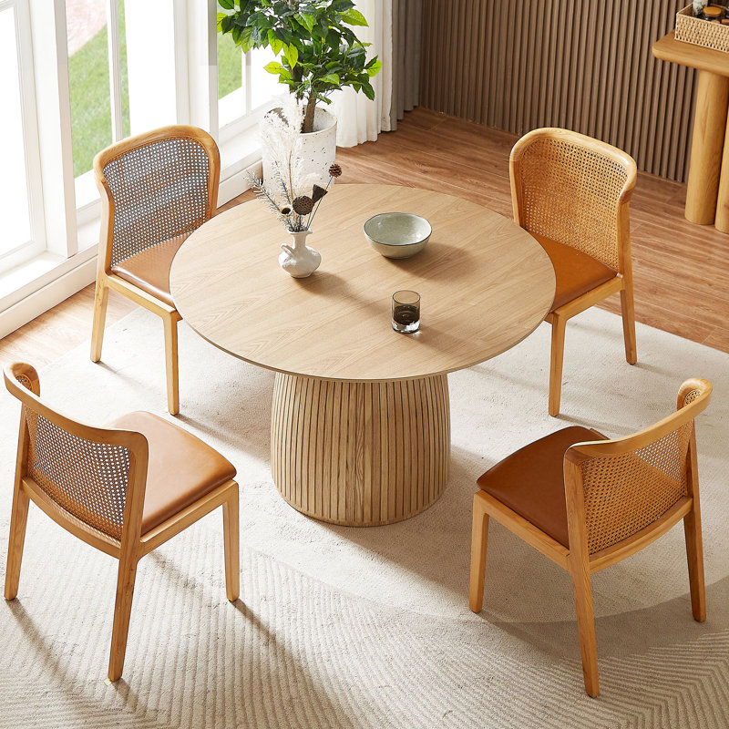 Table ronde ronde en chêne, plateau de table de 48,01 po et salle à manger confortable de style moderne, pour la maison