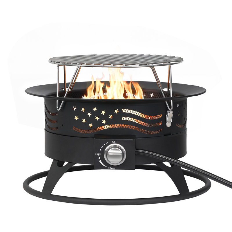 Foyer d'extérieur au propane sans fumée de 20 pouces avec grille et couvercle de barbecue, H 15,7 po x l 20 po x P 20 po