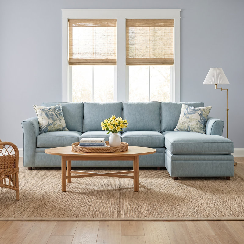 Northfield Two-Piece L Sectional With Queen Sleeper, Right Hand Facing, Sunbrella Beige Pinstripe; 6205-74
