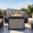 43.3'' Outdoor Propane Fire Pit Table, 55,000 BTU, Aluminum Tabletop & All-Weather HDPE Wicker Base, Includes Tempered Glass Wind Guard