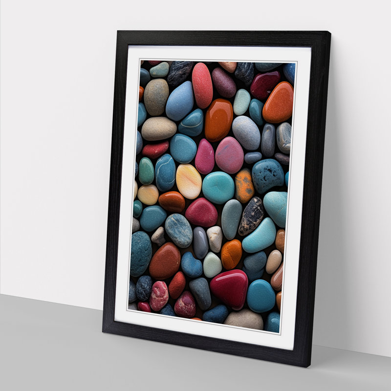 Pebbles Colour Field No.2 - Single Picture Frame Print on Wood, Black Framed, 34cm H x 25cm W x 2cm D
