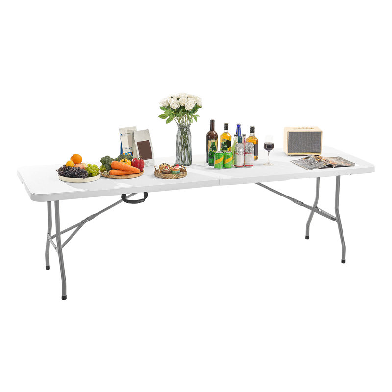 Table pliante en plastique, H 29,1 po x L 96,1 po x P 29,5 po, Blanc