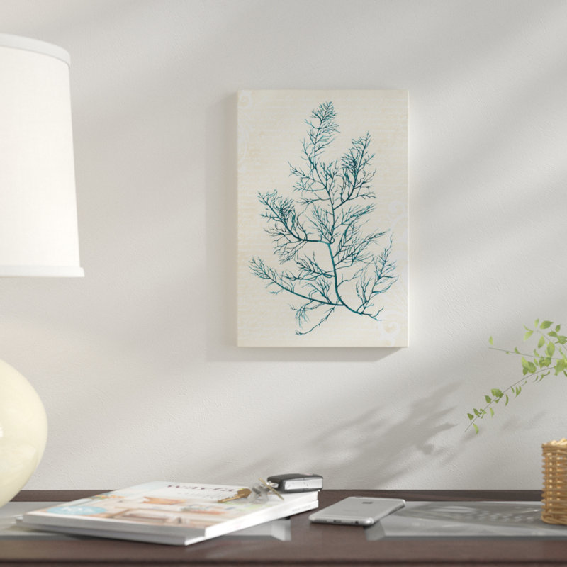 «Teal Seaweed I», impression sur toile, H 12 po x l 8 po x P 0,75 po, Toile tendue, Pas de tapis