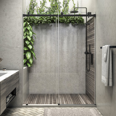 Alumni 44 - 48 x 76" Frameless Sliding Shower Door 3/8" Clear Tempered Glass