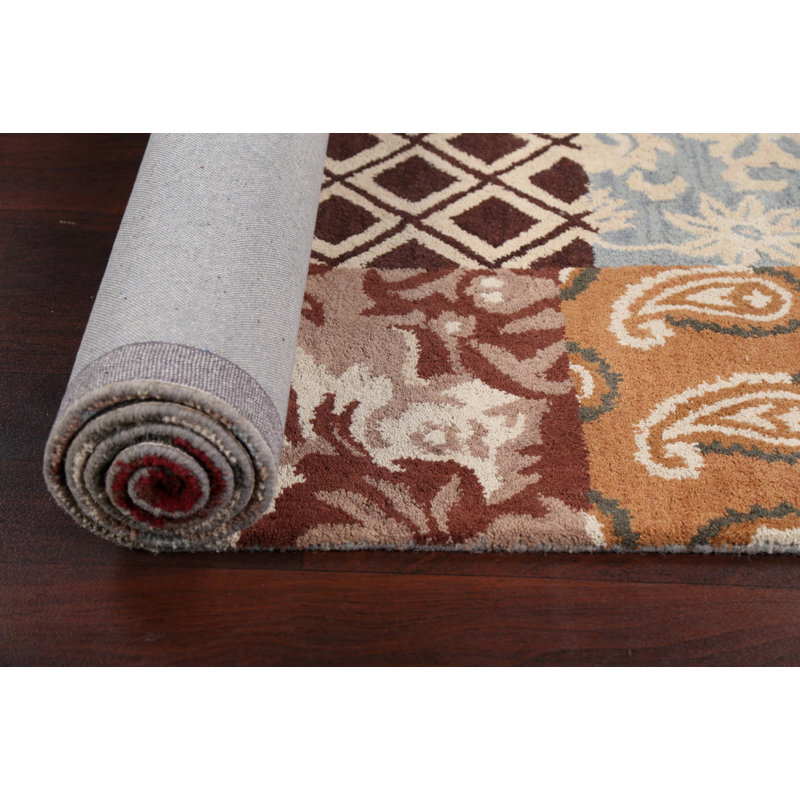 Tapis gris / rouge / bleu en laine touffeté à la main Aggelos