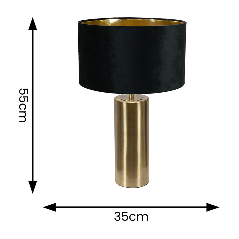 Aidana Metal Table Lamp, Yes, Gold Base/Black/Gold Shade