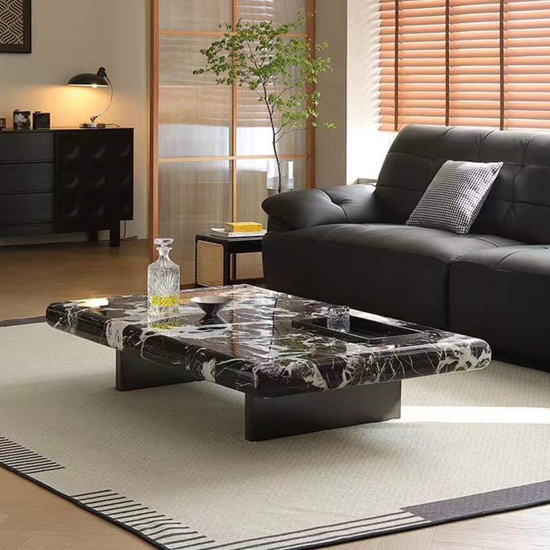 Table basse rectangulaire en marbre italien, H 12,6 po x L 51,2 po x l 31,5 po