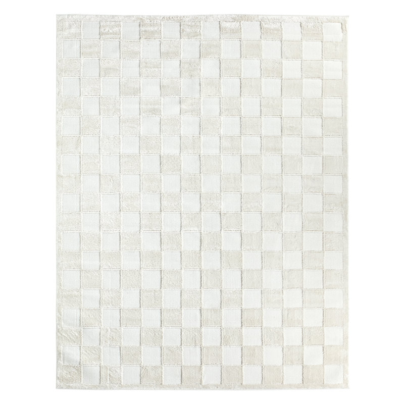 Moroccan Grid High-Low Textured Plush Area Rug, Rectangle 6'3" x 9'6"