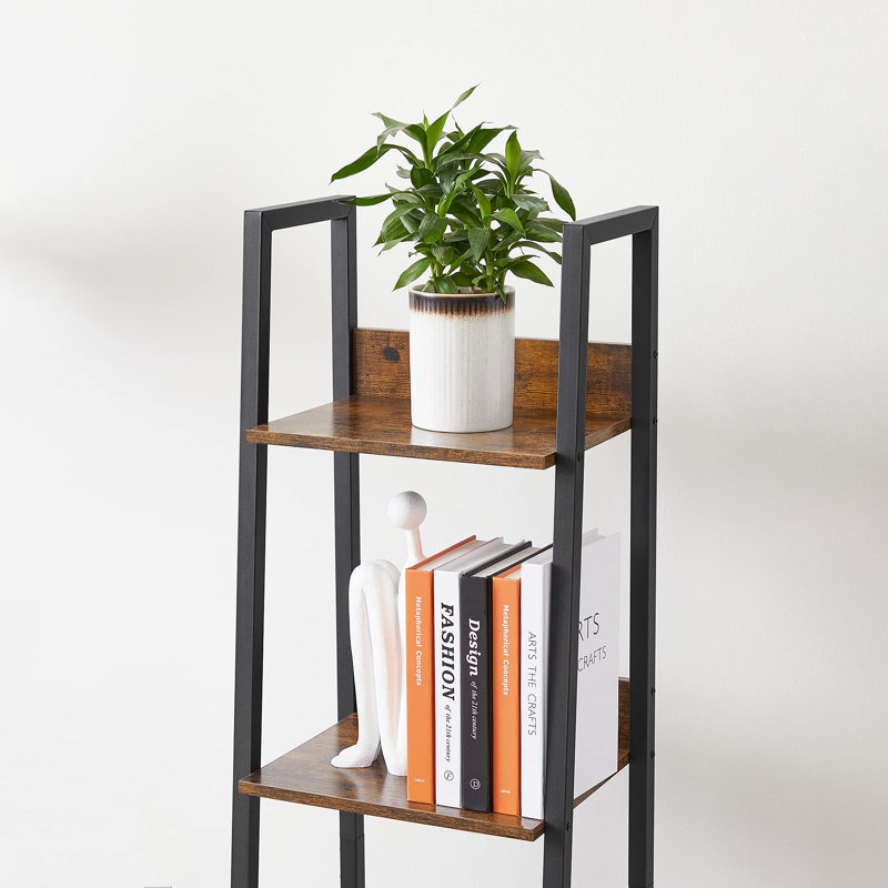 Ahmaad 170 cm H x 33.8 cm W Steel Ladder Bookcase, Brown