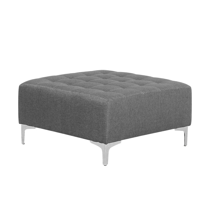 Aahil 80cm Wide Tufted Square Solid Colour Ottoman, Grey